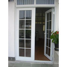 French Style Grill Design Double Tempered Glass Aluminum Casement Door